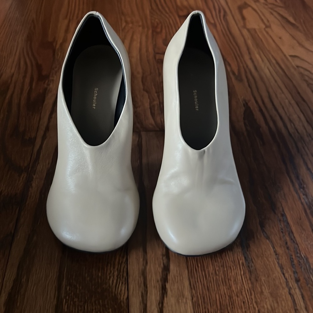 Proenza Schouler Cream Beige Leather Pumps Size 10 Fits Like 9 Luxury Minimalist - Picture 3 of 8